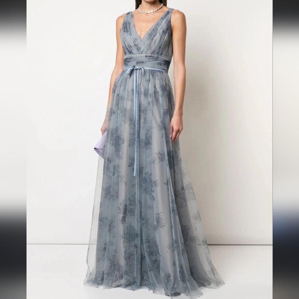 Marchesa Blue Floral Wedding Dress